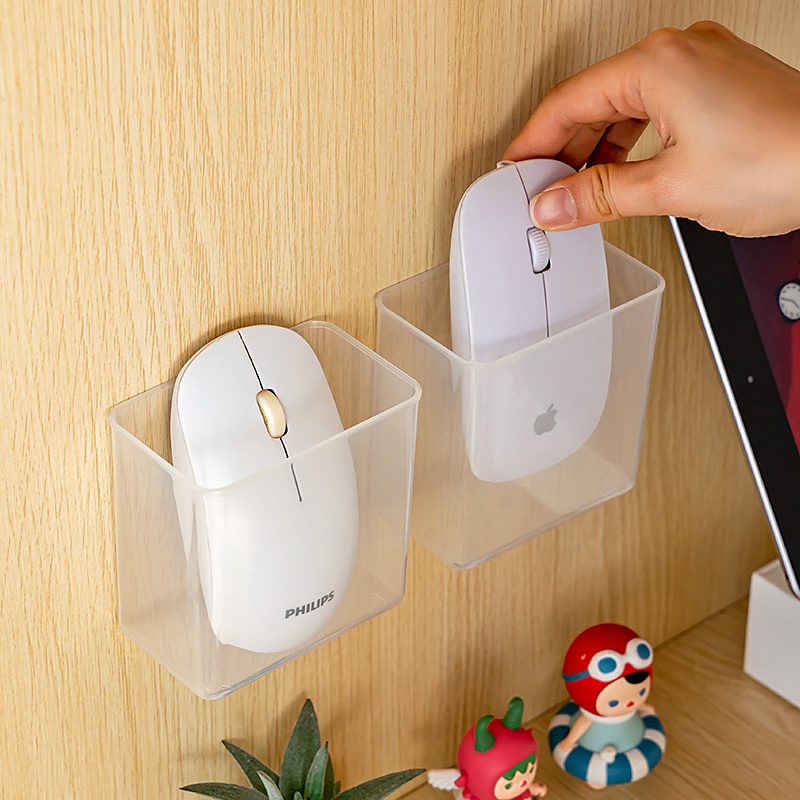 鼠标收纳盒桌面壁挂式透明置物架