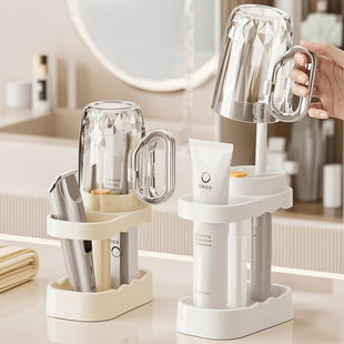 沥水分格牙刷架家用学生宿舍牙膏电动牙刷架牙具漱口杯收纳置物架