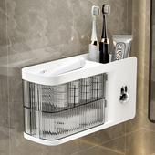 化妆室置物架挂墙壁架子浴室免打孔壁挂式 收纳盒放牙膏牙刷梳子筒