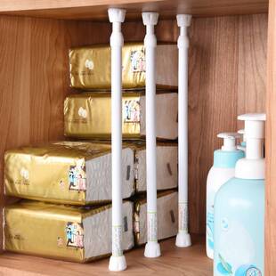 迷你超短创意小柜子横杆书靠书立弹簧撑杆毛巾伸缩杆免打孔