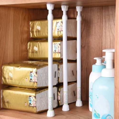 迷你超短创意小柜子横杆书靠书立弹簧撑杆毛巾伸缩杆免打孔