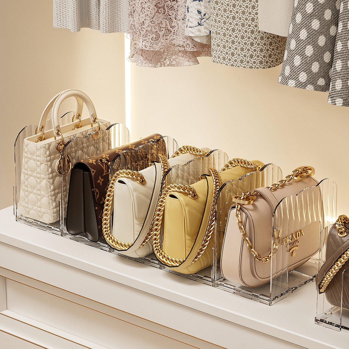 亚克力可伸缩衣柜包包收纳神器