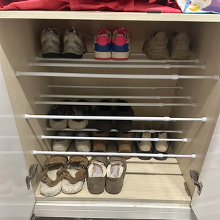 鞋 架伸缩杆可调节放鞋 柜收纳神器 内置鞋 我怎么能聪明成这个样子