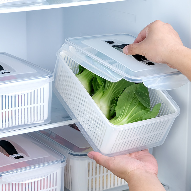 冰箱蔬菜专用沥水篮水果鸡蛋收纳保鲜盒食品级多规格密封带提手盒,餐饮具,保鲜盒,淘宝优惠券,粉丝福利购,淘宝优惠卷