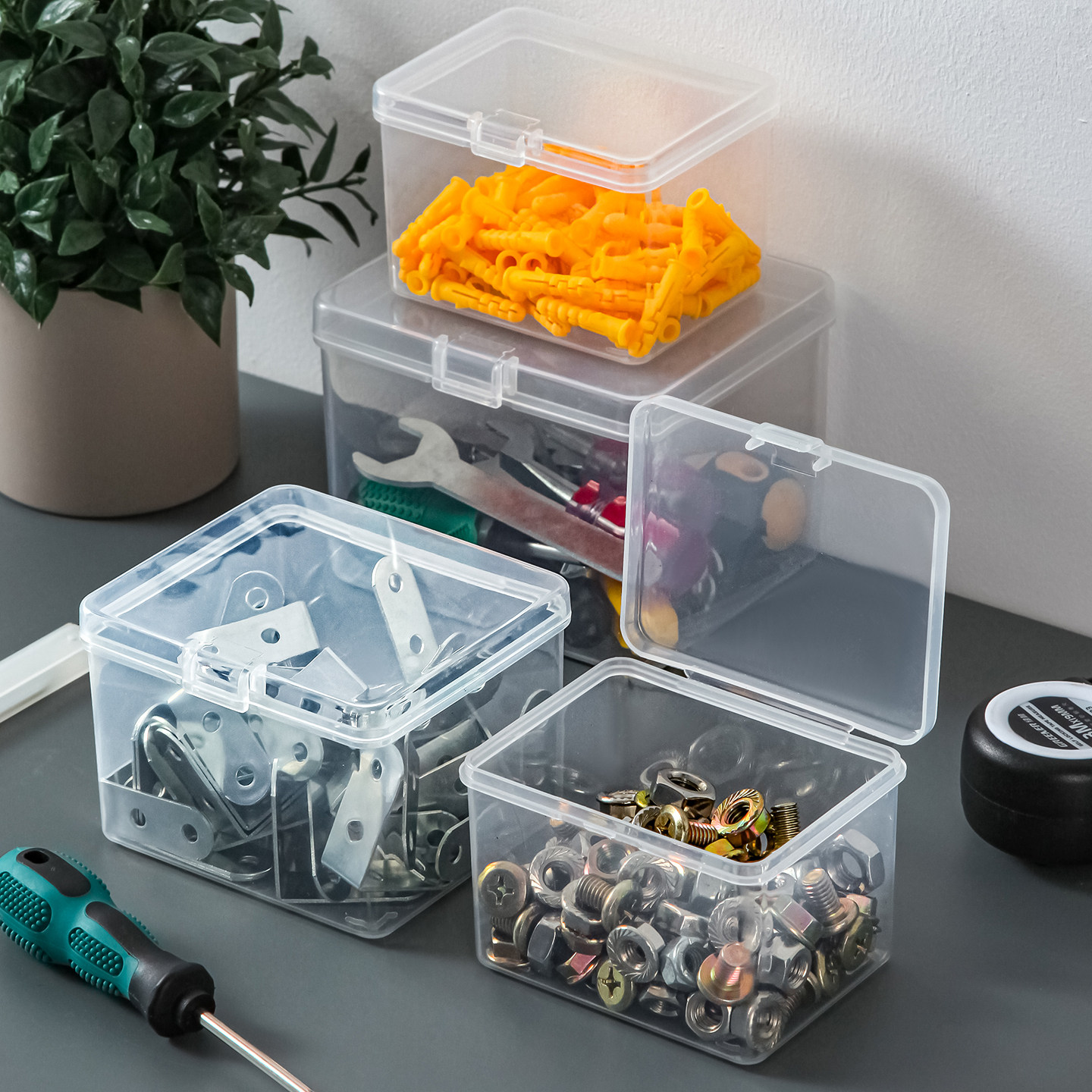 零件收纳盒塑料分格螺丝钻头五金配件收纳小工具分类小型透明方盒,收纳整理,桌面收纳盒,淘宝优惠券,粉丝福利购,淘宝优惠卷