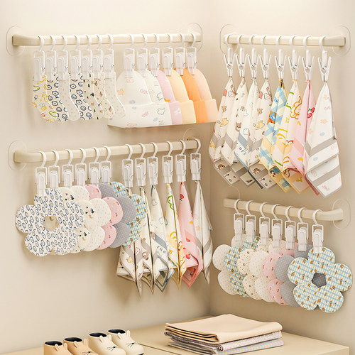 宝宝衣帽架袜夹口水巾袜子收纳架