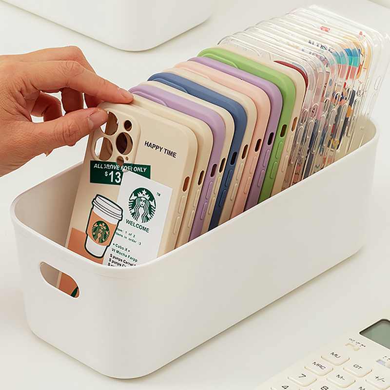 手机壳收纳盒超窄杂物整理筐窄边收纳篮塑料储物盒多功能桌面收纳