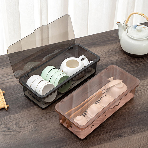 茶具收纳盒桌面防尘带盖置物架