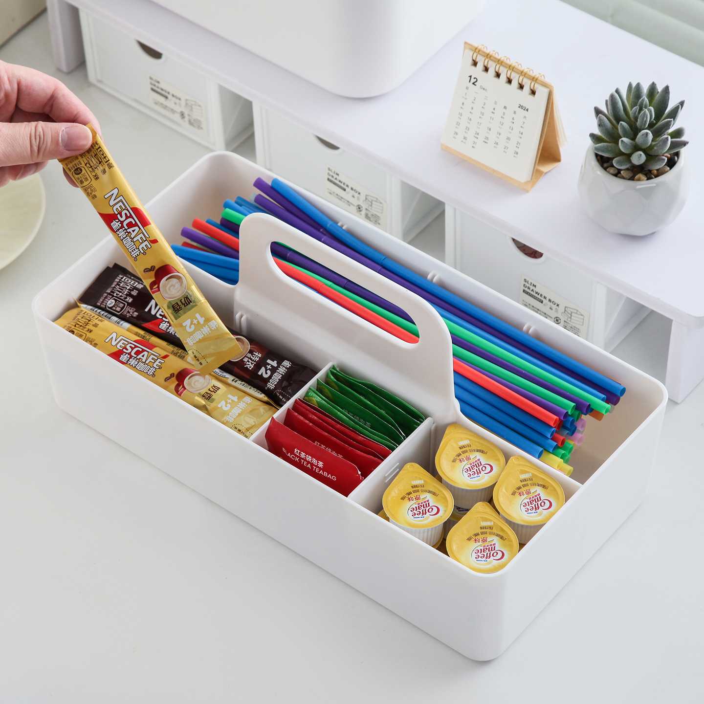 咖啡茶包收纳盒带提手分格盒