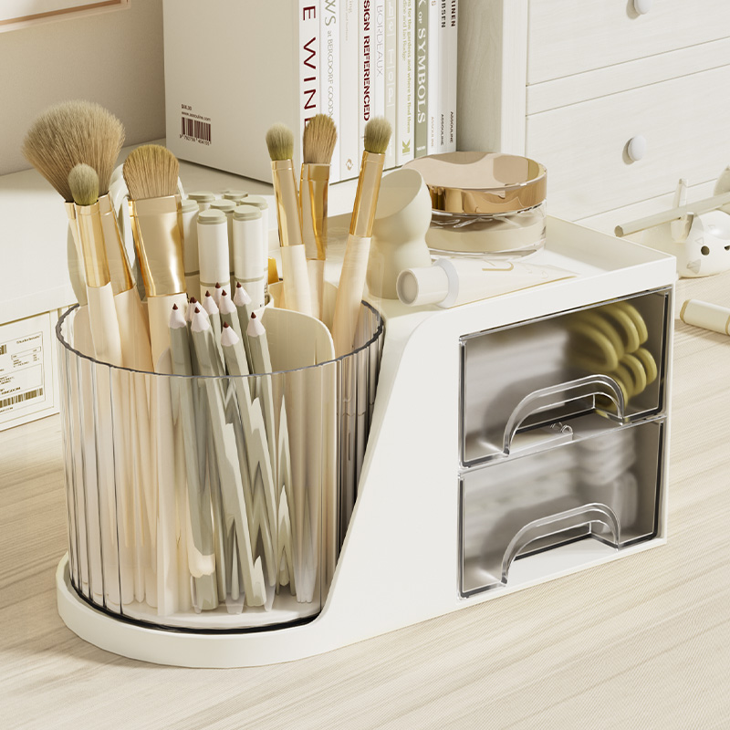 大容量笔筒收纳盒可旋转学生桌面