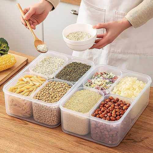 五谷杂粮收纳盒分格保鲜盒厨房香料盒冰箱冰粉配料商用小料水果盒