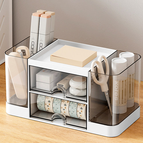 笔筒收纳盒办公室桌面学生轻奢高级感儿童男女孩大容量笔桶马克笔创意可爱亚克力多功能画笔高颜值透明笔架