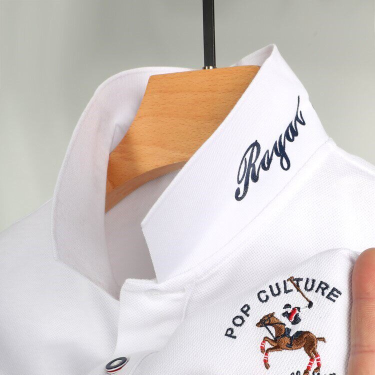 刺绣POLO衫男装短袖带领t恤男高端夏季冰丝光棉休闲潮流丅桖上衣