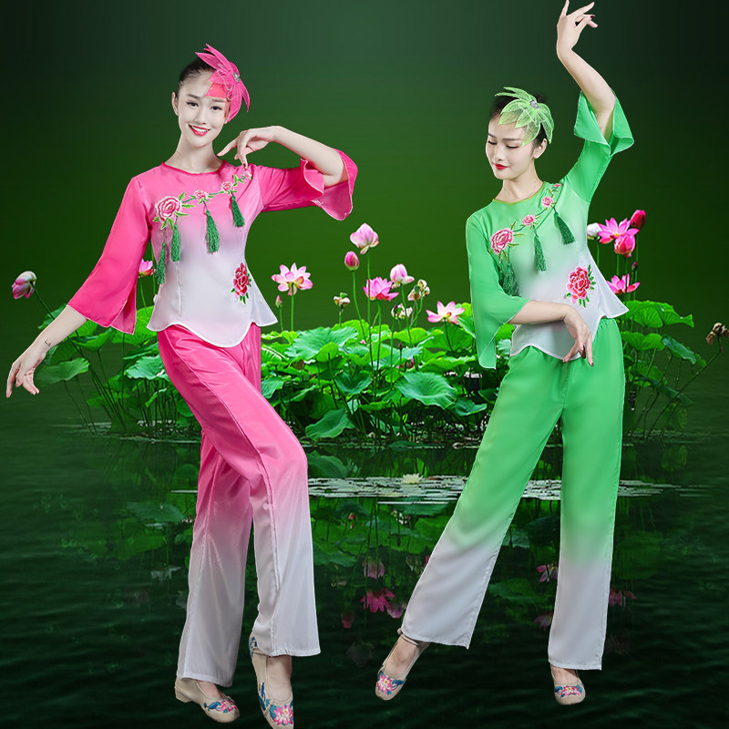 古典秧歌服2017新款腰鼓演出服扇子舞伞舞中老年现代广场舞表演服