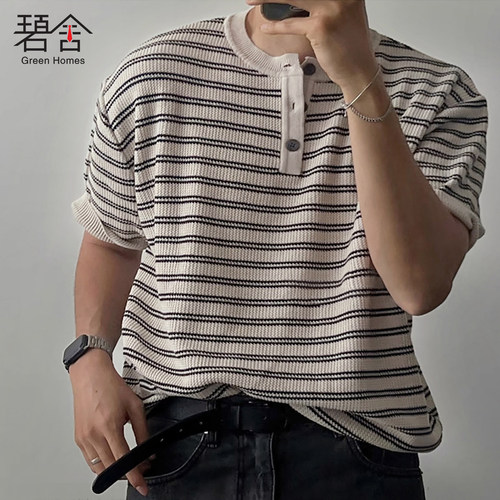 碧舍夏季针织短袖T恤韩版简约