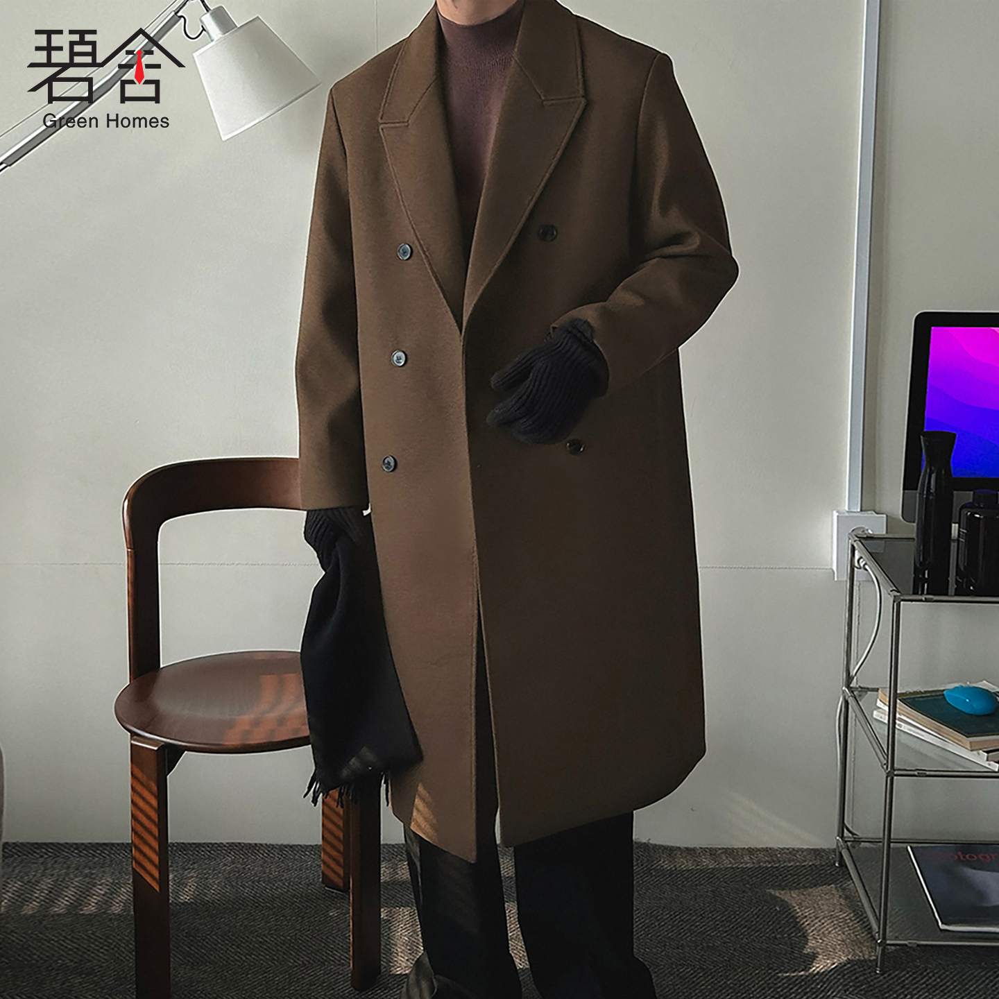 碧舍秋冬男士毛呢大衣韩版潮流