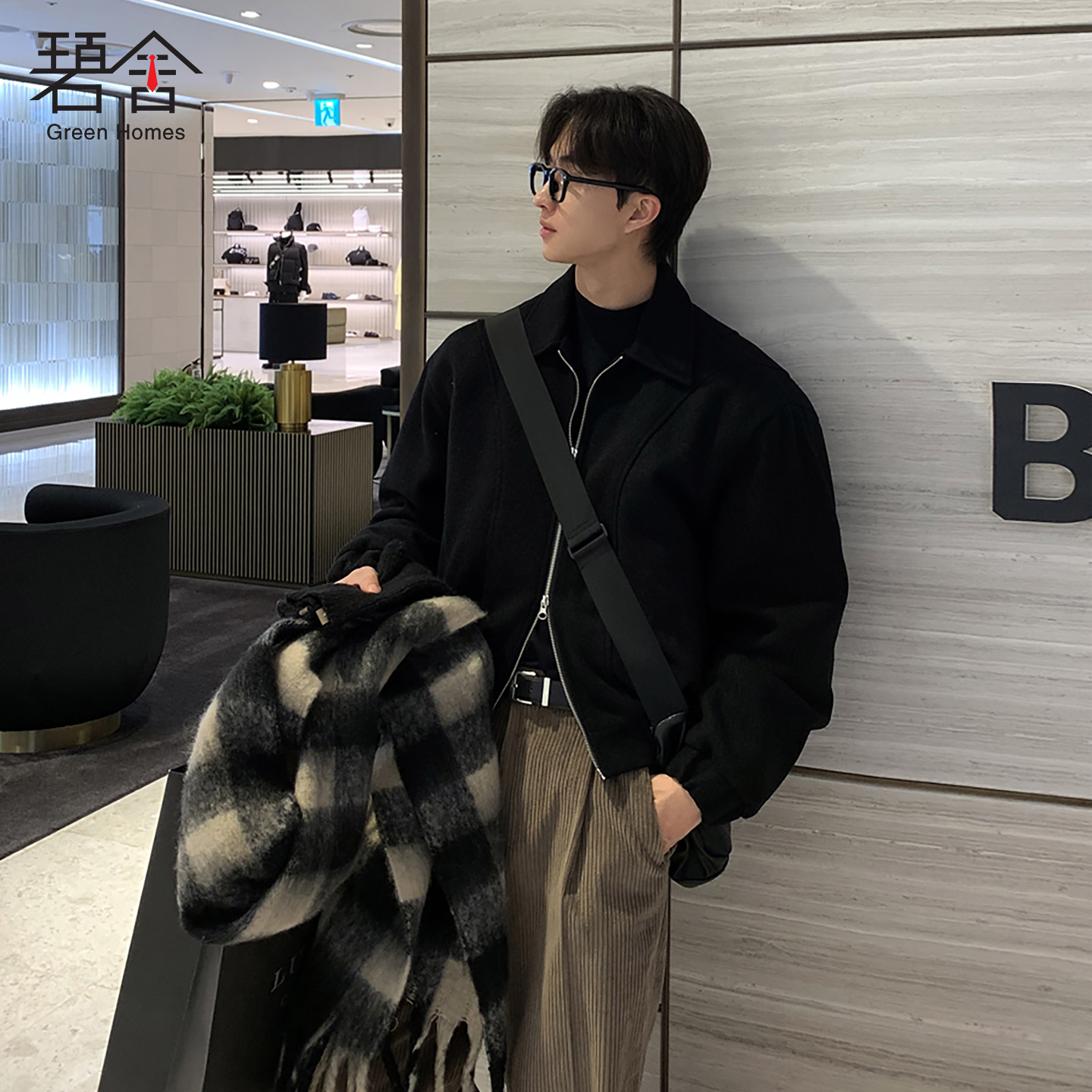 碧舍韩系复古翻领夹克秋冬外套