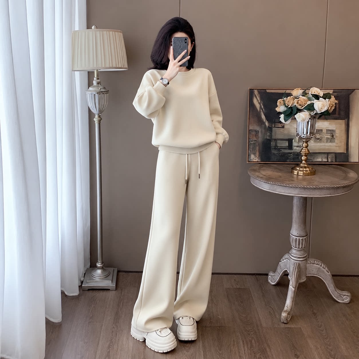 加绒加厚时尚休闲套装女