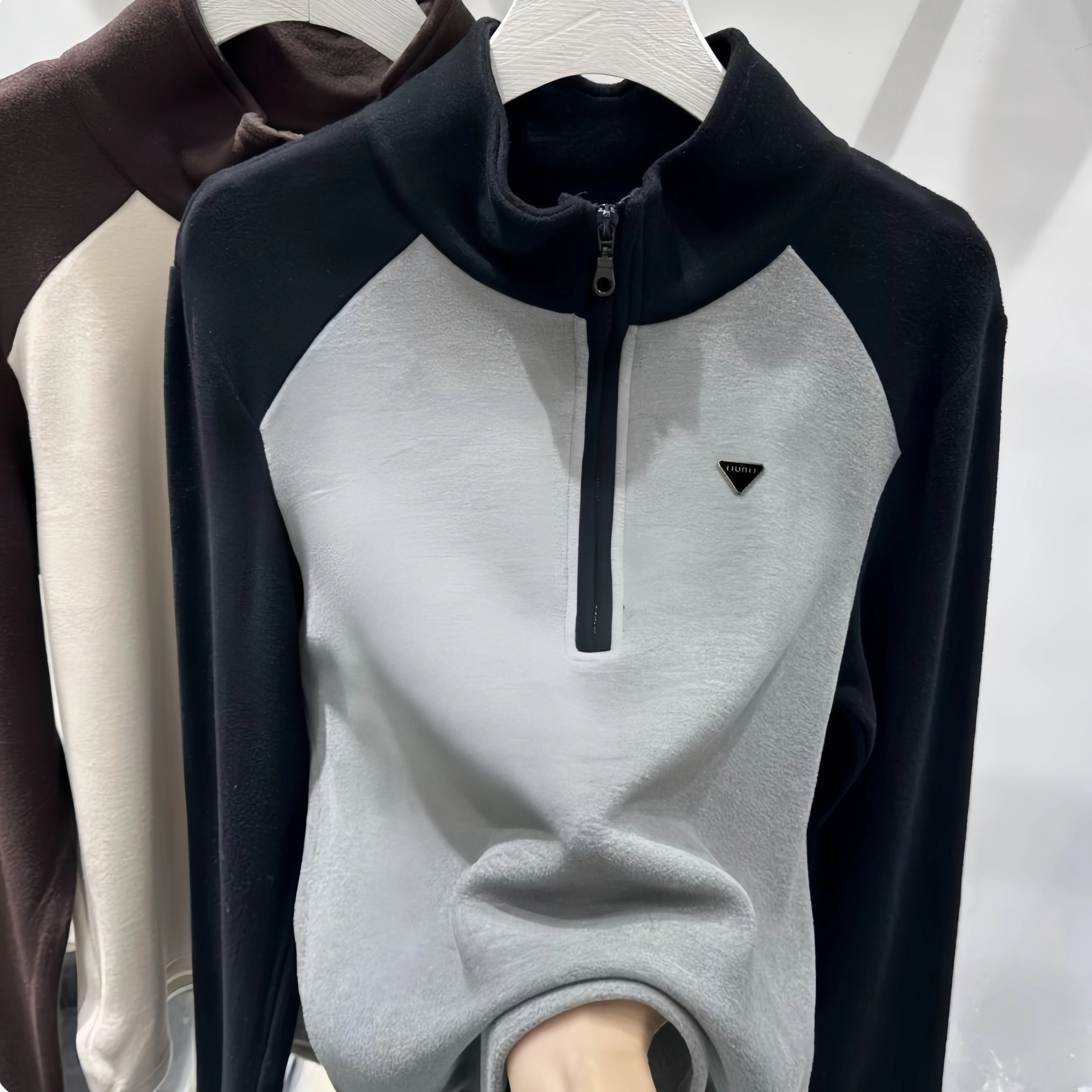 德绒立领卫衣女2025春秋新款时尚撞色拼接设计感休闲长袖百搭上衣