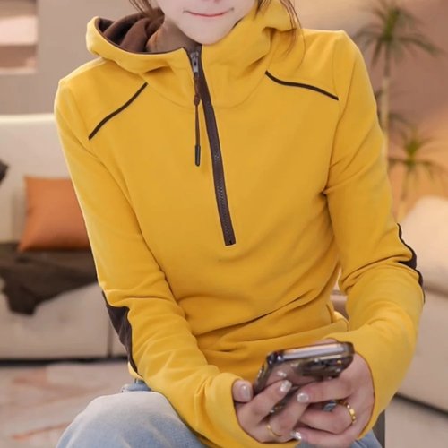 德绒保暖连帽打底衫女