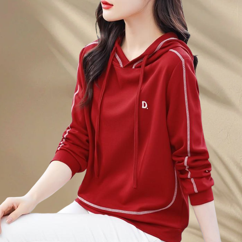 宽松上衣女款韩版连帽卫衣时尚休闲2024秋季新款刺绣百搭减龄慵懒