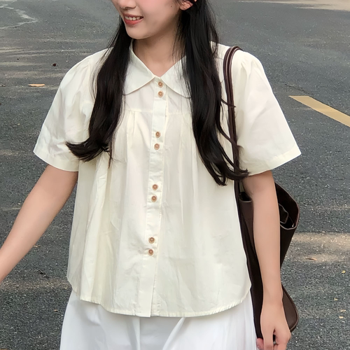 POLO翻领纽扣简约短袖T恤女2025夏季新款时尚休闲纯色上衣衬衫女