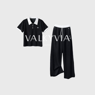 女刺绣设计长裤 两件套 休闲POLO领套装 时尚 Valkyvia 悠悠奢品