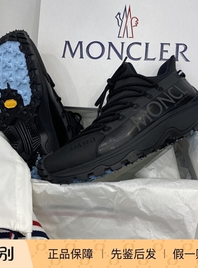 现货Moncler盟可睐Trailgrip2025男士黑色侧面徽标运动鞋 4M00280