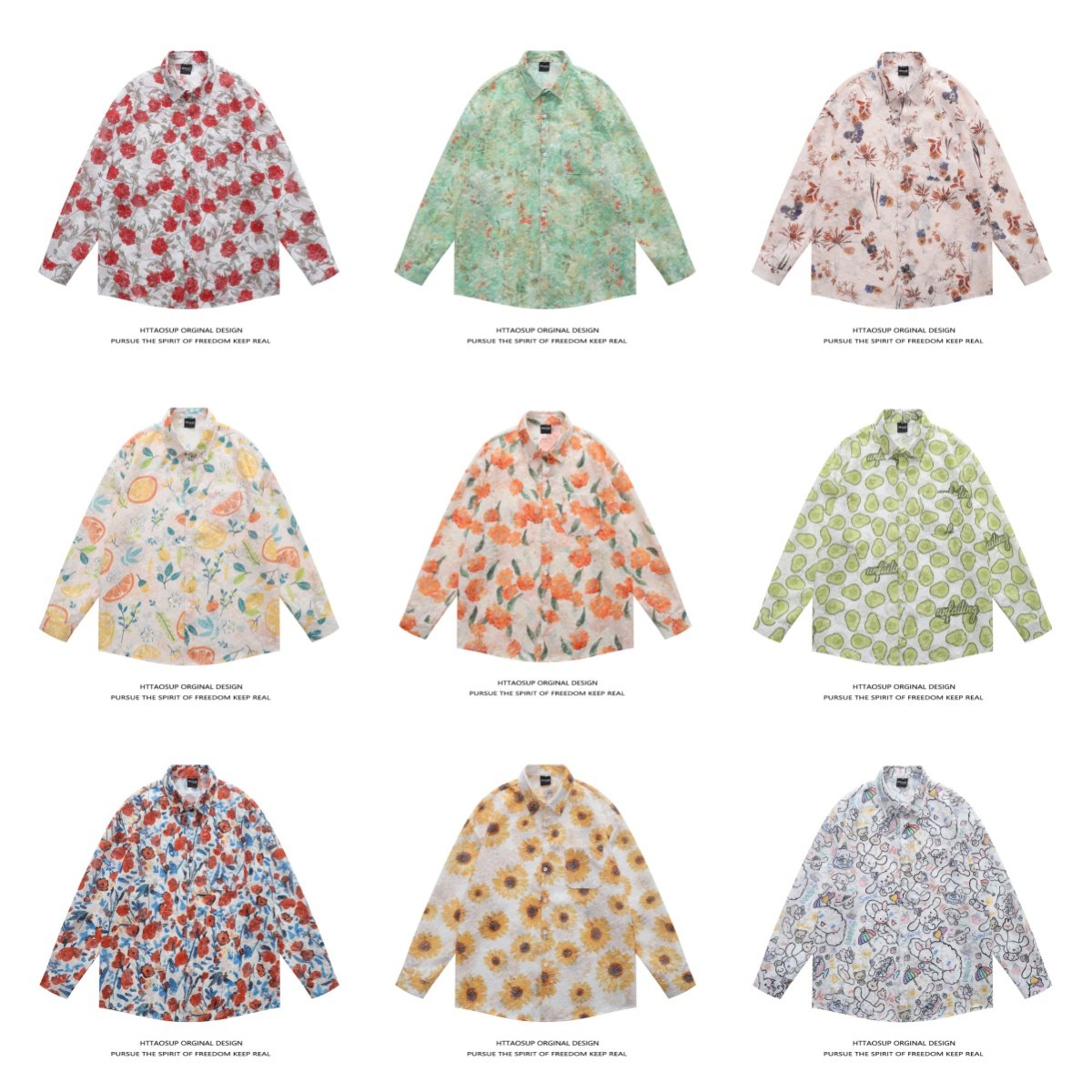 HTTAOSUP2025春季新款复古花卉提花设计感长袖衬衫男宽松休闲衬衣,男装,衬衫,淘宝优惠券,粉丝福利购,淘宝优惠卷