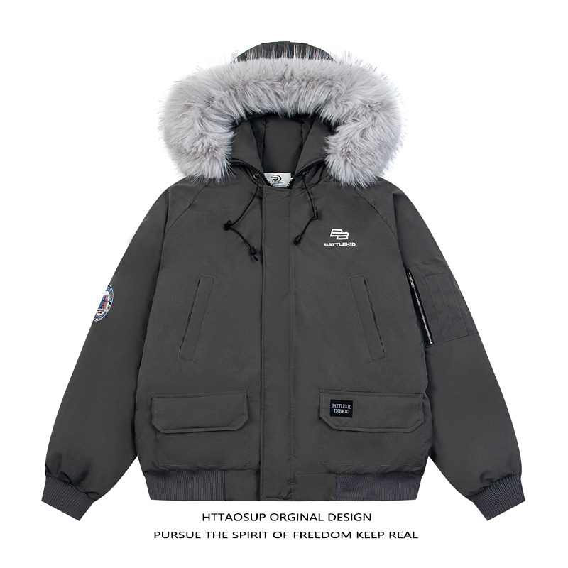 HTTAOSUP美式潮牌毛领棉衣棉服男女冬季加厚保暖情侣装外套派克服,男装,棉衣,淘宝优惠券,粉丝福利购,淘宝优惠卷