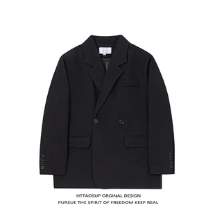 春秋小众休闲宽松垫肩西服 外套男女2025新款 HTTAOSUP西装 黑色西装