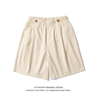 男潮牌宽松百搭运动五分裤 HTTAOSUP日系街头纯色直筒工装 休闲短裤