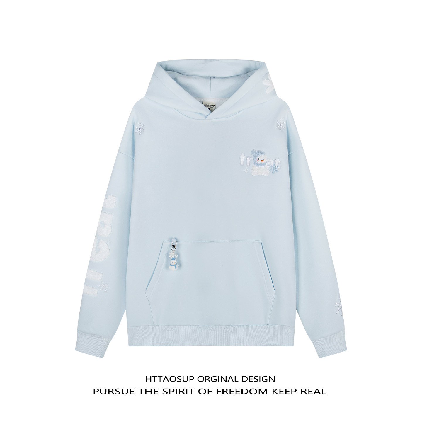 HTTAOSUP美式慵懒风chic雪花刺绣加绒连帽卫衣男女宽松落肩袖外套,男装,卫衣,淘宝优惠券,粉丝福利购,淘宝优惠卷