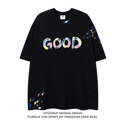 美式街头风GOOD字母印花短袖T恤