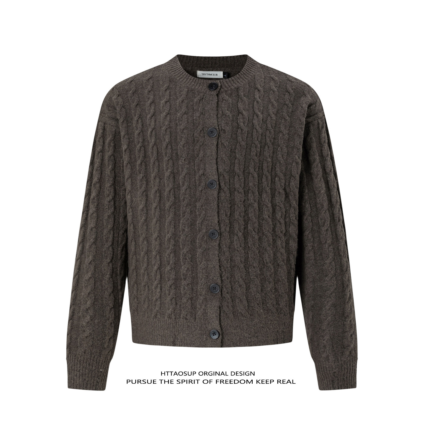 HTTAOSUP美式复古麻花纹羊毛混纺针织开衫男女宽松休闲莱赛尔外套,男装,针织衫/毛衣,淘宝优惠券,粉丝福利购,淘宝优惠卷