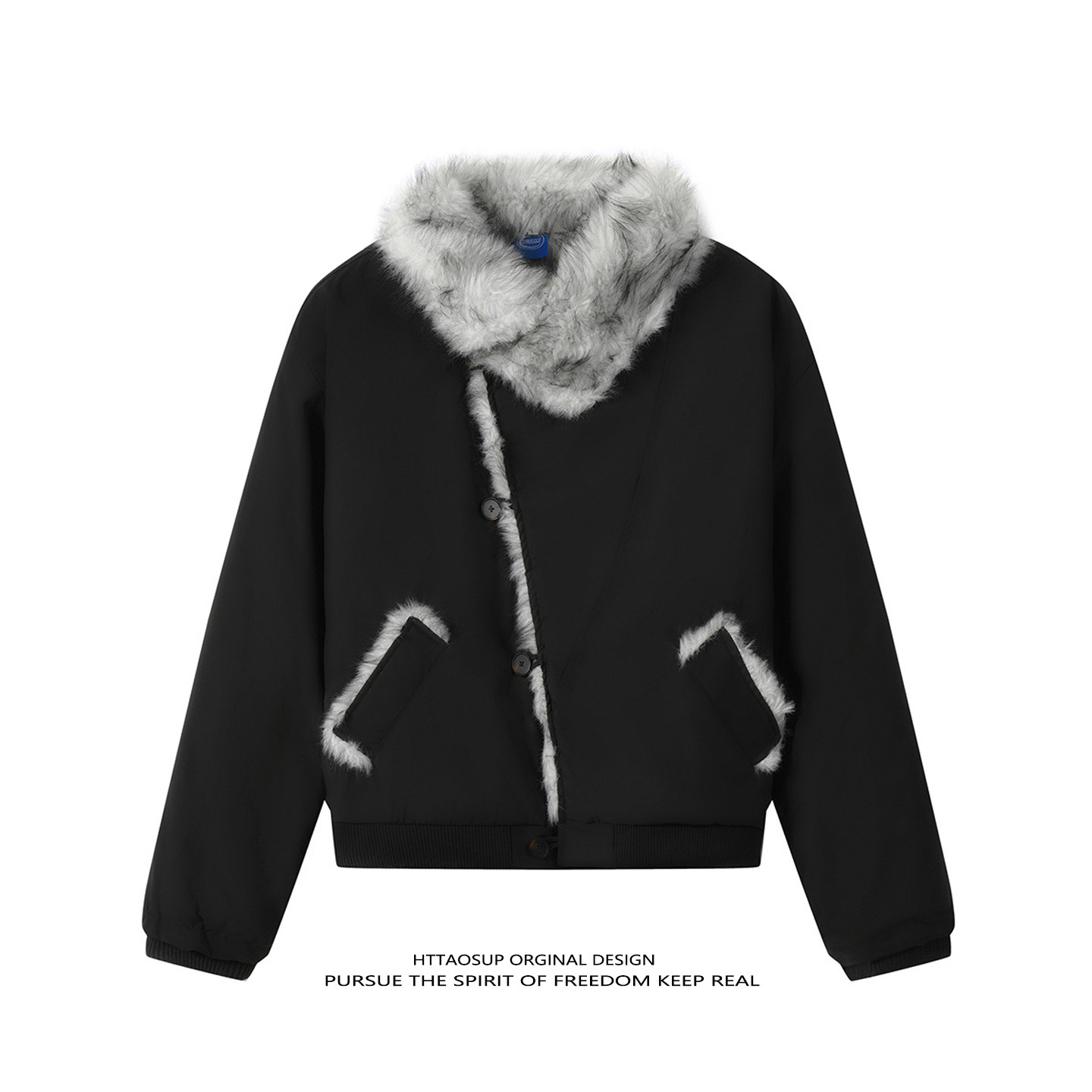 HTTAOSUP美式高街高级感翻领短款棉衣男女冬季加厚设计感棉服外套,男装,棉衣,淘宝优惠券,粉丝福利购,淘宝优惠卷