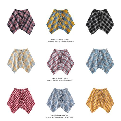 叠穿神器彩色格子屁帘女