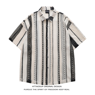 美式夏日海岛度假短袖衬衫小众潮