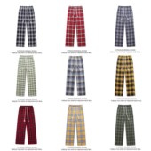 HTTAOSUP复古撞色格子裤 子女宽松高腰松紧抽绳垂感休闲直筒拖地裤