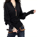 春装新款针织衫薄女复古港味宽松长袖v领黑色套头毛衣外穿上衣潮