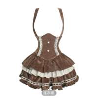 Little Bear Mousse, sweet and girlish, khaki winter cape, velvet cake, shoulder strap skirt, knitted top set thumbnail 8