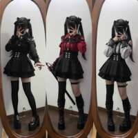 Sweetheart Meets Dark Leilei Girl Mass production Sweet and Cool four-color off-the-shoulder shirt + high-waisted skirt two-piece set thumbnail 8