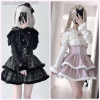 Mass-produced lolita lace fringed cute chanel-style pearl knitted sweater skirt set for autumn and winter thumbnail 7