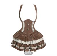 Little Bear Mousse, sweet and girlish, khaki winter cape, velvet cake, shoulder strap skirt, knitted top set thumbnail 3
