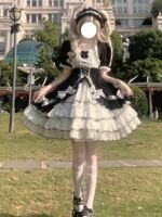 A Japanese lolita sweet nine-color team best friend, Komatsu Gao, a halter dress with detachable sleeves and a cabbage set thumbnail 2