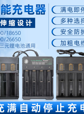 18650锂电池智能充电器4.2V/3.7V双槽21700四节26650 18500通用