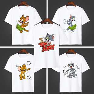 汤姆猫t恤短袖猫和老鼠t恤情侣装杰瑞鼠衣服杰瑞鼠男女休闲衫包邮