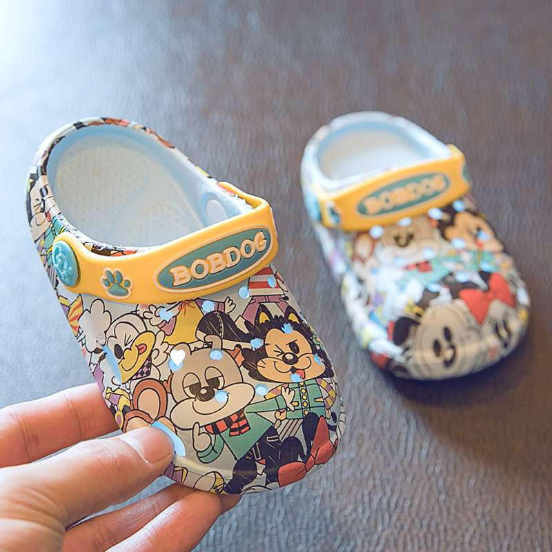 巴布豆夏季婴幼儿透气宝宝凉拖鞋防滑软底防臭新款小童洞洞鞋轻便