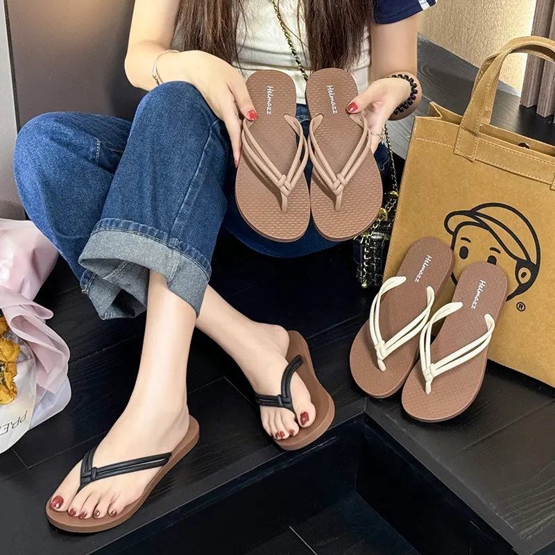 女夏人字拖ins仙女风搭裙子学生外穿时尚沙滩夹脚凉拖鞋厚底防滑
