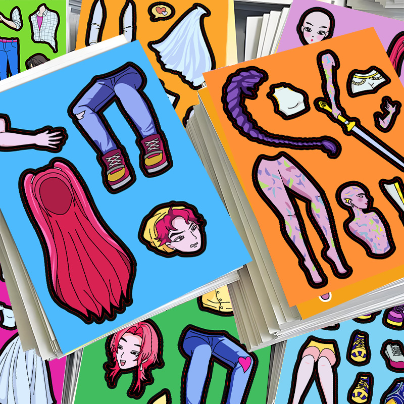 猎魔女团男团恋爱cp换装贴纸儿童早教趣味手工diy贴画周边玩具男8